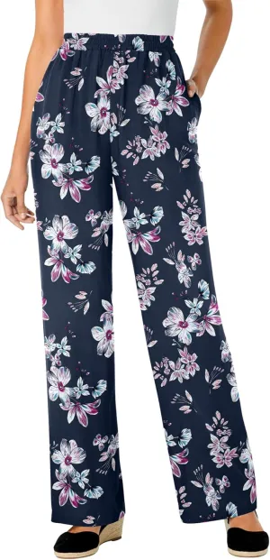 Woman Within Plus Size Tall Pull-On Elastic Waist Soft Pants