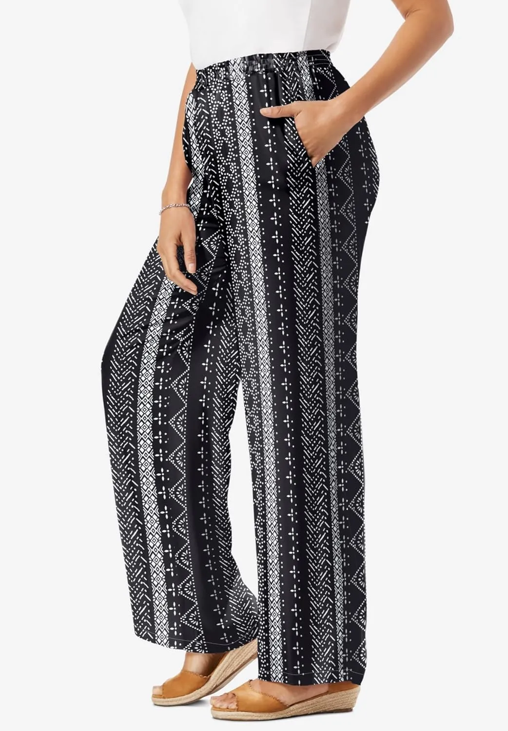 Woman Within Plus Size Tall Pull-On Elastic Waist Soft Pants