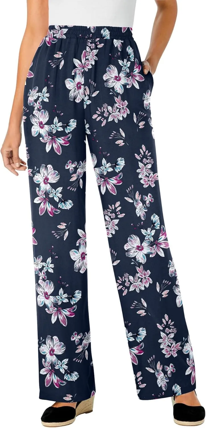 Woman Within Plus Size Tall Pull-On Elastic Waist Soft Pants