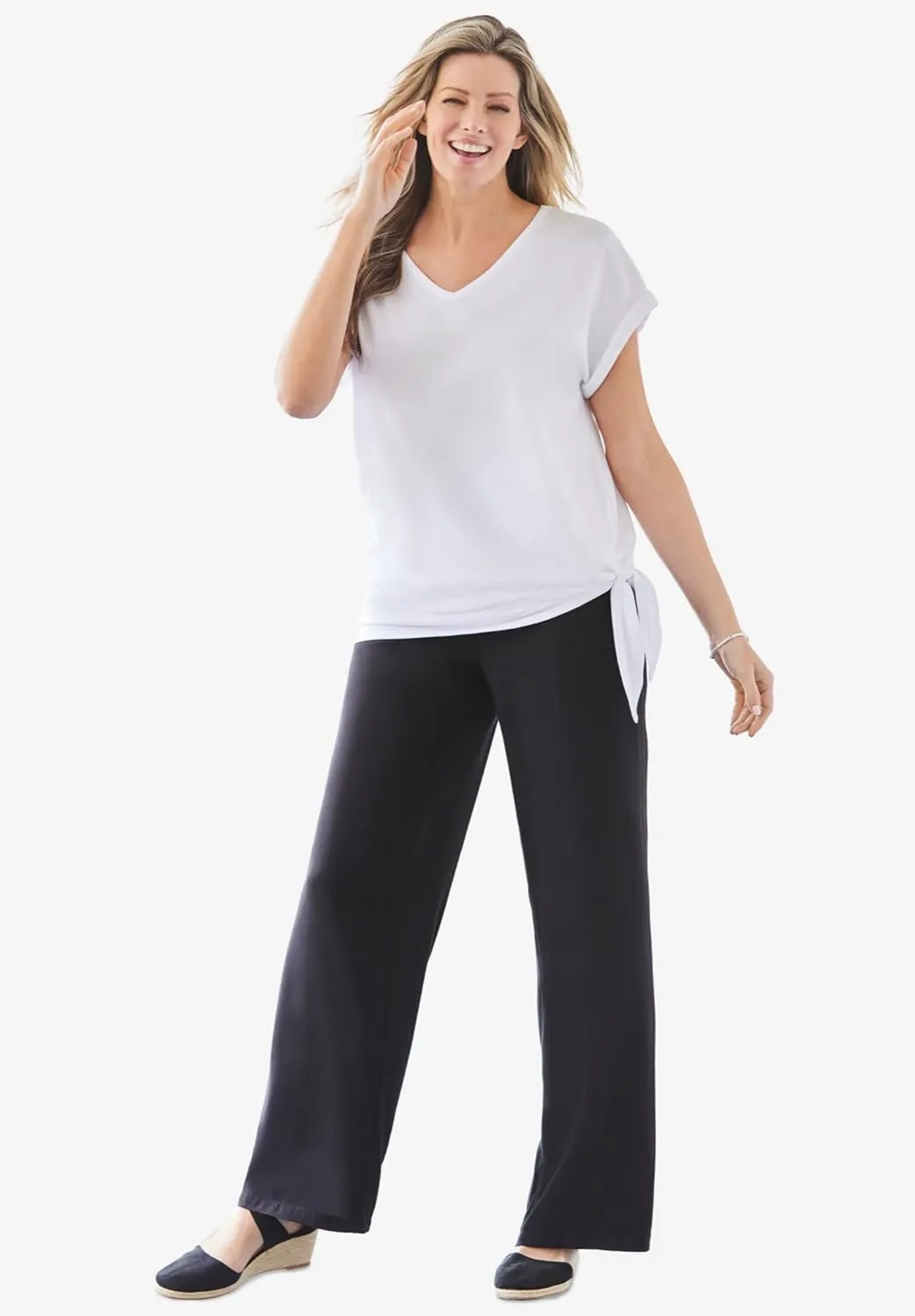 Woman Within Plus Size Tall Pull-On Elastic Waist Soft Pants