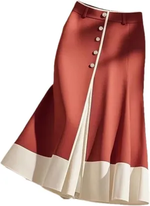 Women A-Line Skirt Office Lady High Waist Slimming Midi Skirts