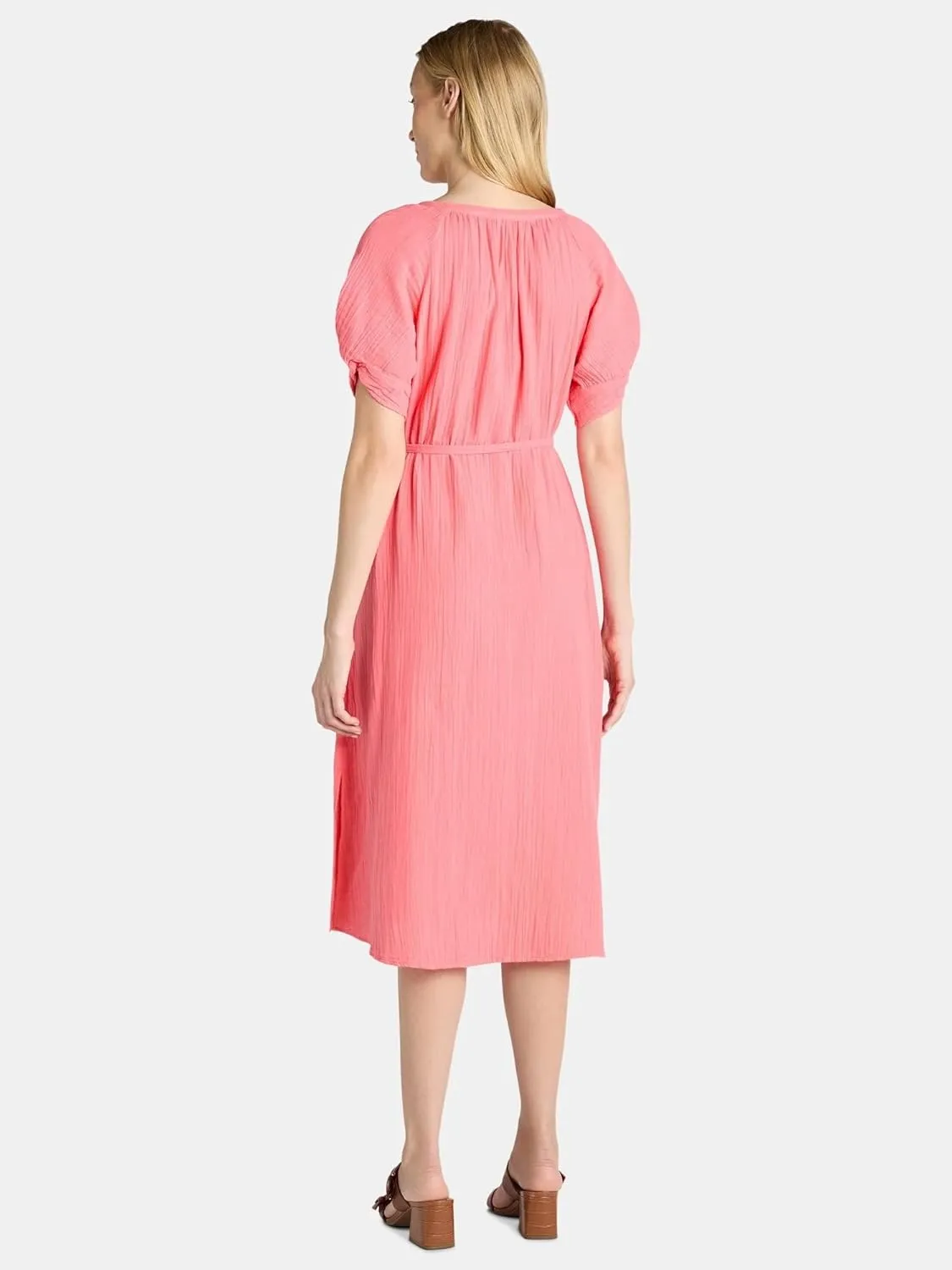 Women Dresses Summer Dress Womens and Womens Plus Cotton Double Cloth Midi Dress