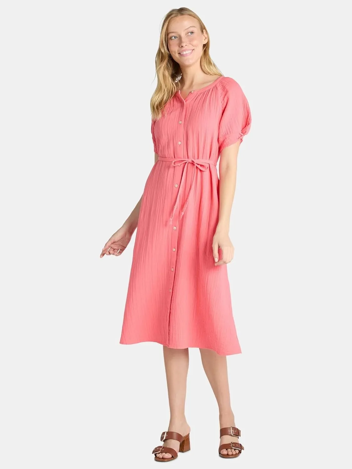 Women Dresses Summer Dress Womens and Womens Plus Cotton Double Cloth Midi Dress