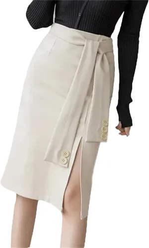 Women Korean Clothing High Waist Black Skirt Office Ladies Elastic Sexy Midi Skirt