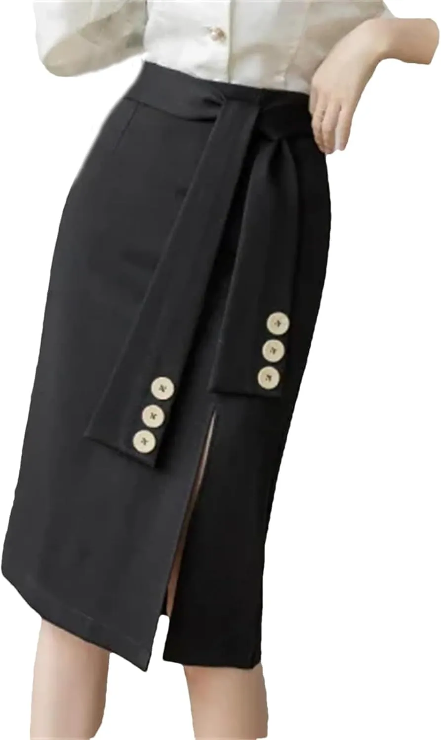 Women Korean Clothing High Waist Black Skirt Office Ladies Elastic Sexy Midi Skirt