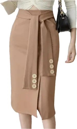 Women Korean Clothing High Waist Black Skirt Office Ladies Elastic Sexy Midi Skirt