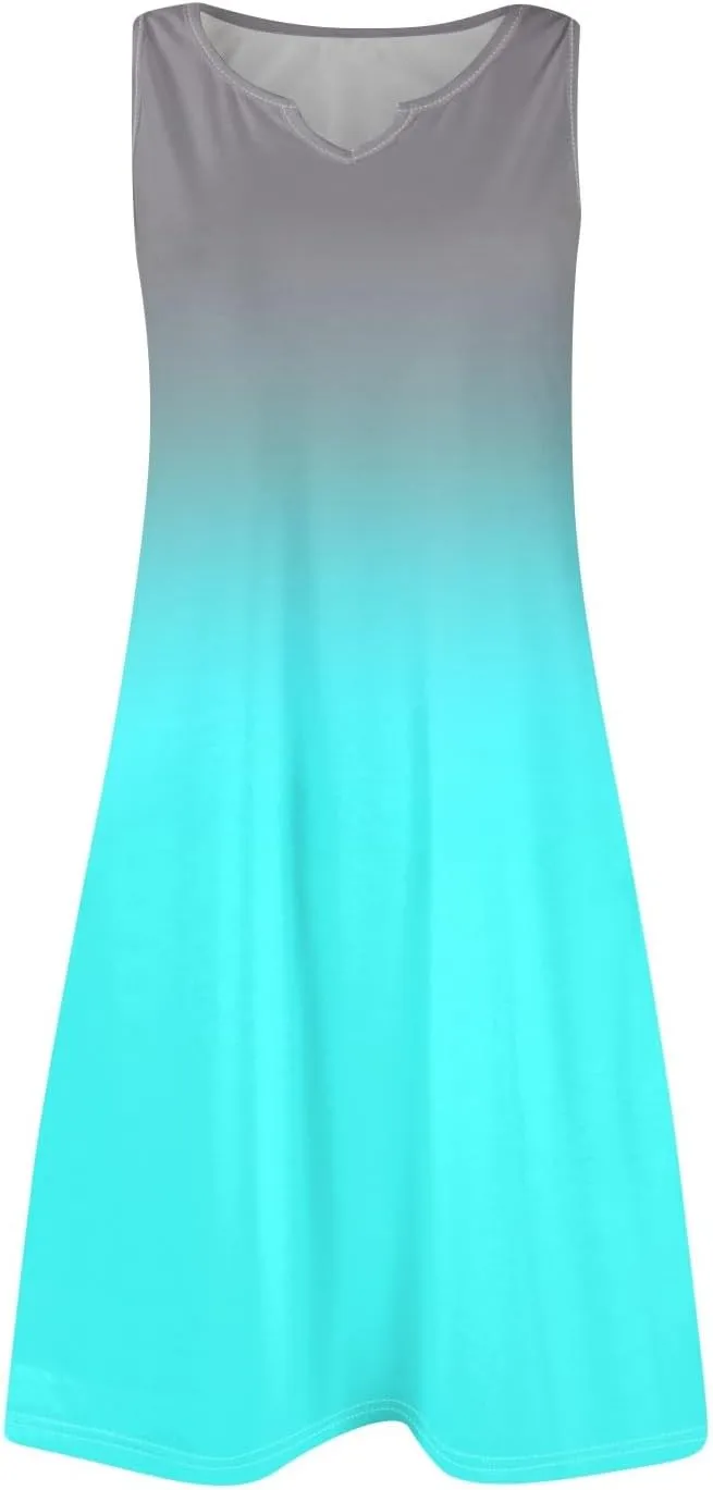 Women's Beach Dresses 2025 Summer V-Neck Sleeveless Tank Mini Sundress, S-3XL