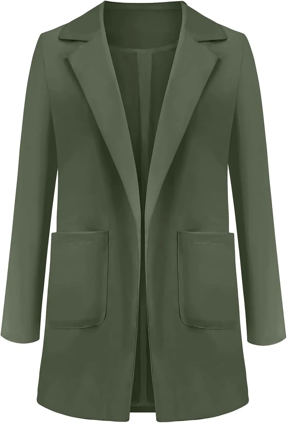 Womens Casual Blazer Fall Windproof Coat Solid Business Suit Work Office Jacket with Pocket Cardigans Plus Size Outwear