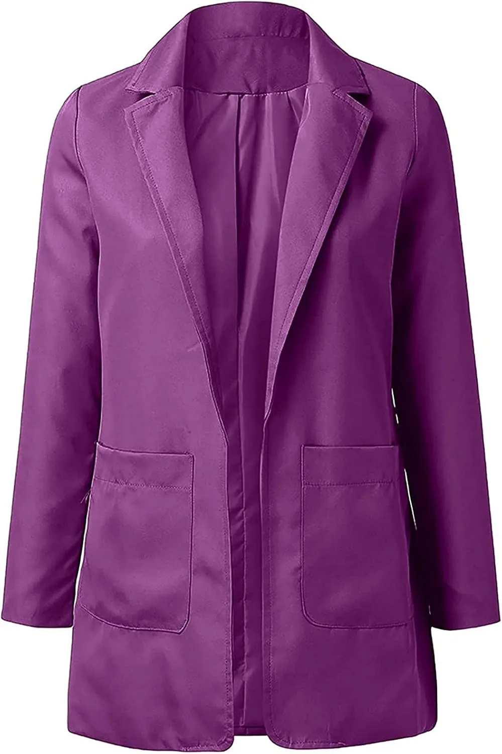 Womens Casual Blazer Fall Windproof Coat Solid Business Suit Work Office Jacket with Pocket Cardigans Plus Size Outwear