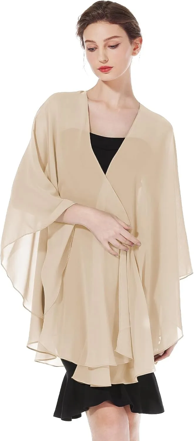 Womens Chiffon Kimono Cardigan Beach Cover Up Shawls and Wraps for Evening Dresses Wedding Party Travel