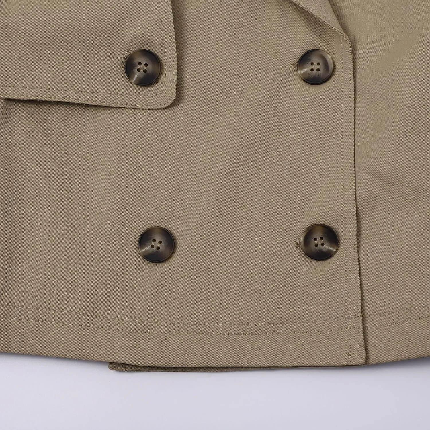 Women's Double Breasted Cropped Trench Coat Autumn Long Sleeve Buttoned Lapel Work Jacket Office Business Shackets