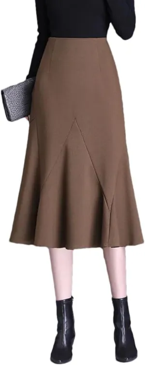 Women's Office A-Line Skirt Midi Slim Skirts High Waisted Mermaid Skirt