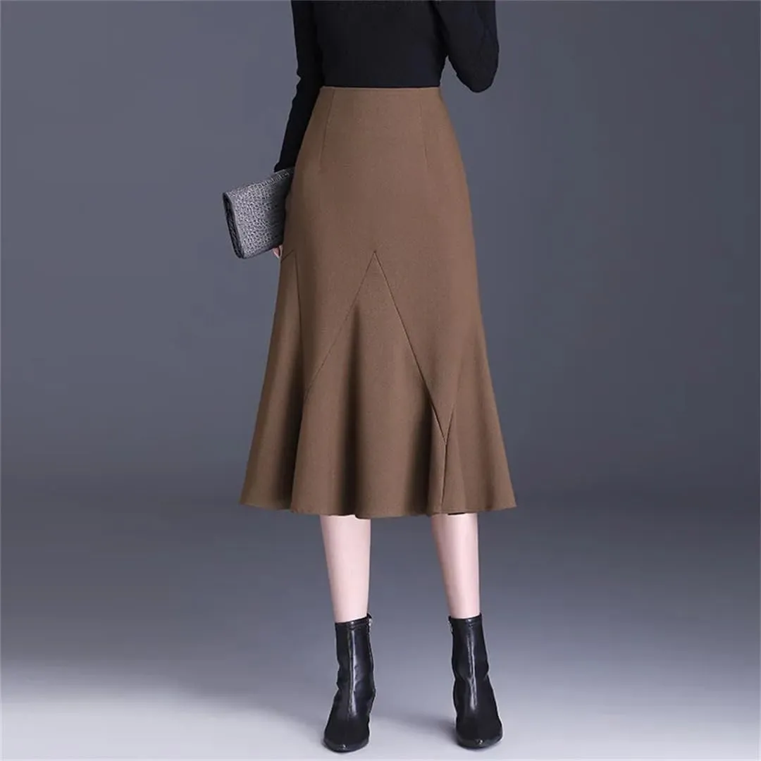 Women's Office A-Line Skirt Midi Slim Skirts High Waisted Mermaid Skirt