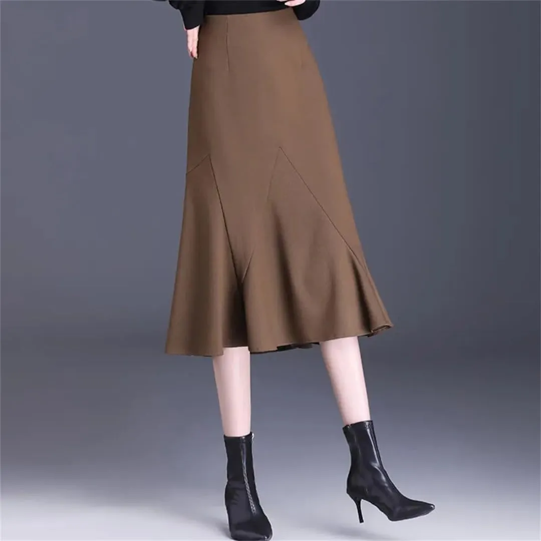 Women's Office A-Line Skirt Midi Slim Skirts High Waisted Mermaid Skirt