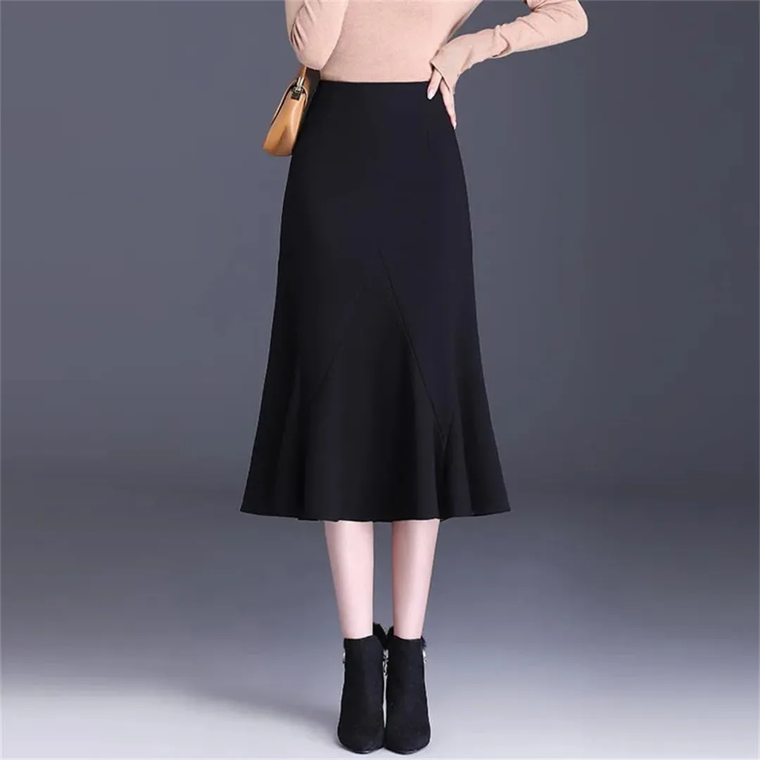 Women's Office A-Line Skirt Midi Slim Skirts High Waisted Mermaid Skirt