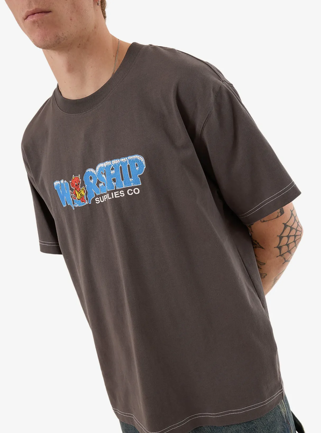 WORSHIP SUPPLIES BE COOL TEE - WORN BLACK