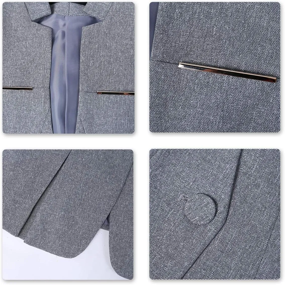 YYNUDA Womens Business Blazer Solid Ruffles Stand Collar Lightweight Office Work Jacket Coat