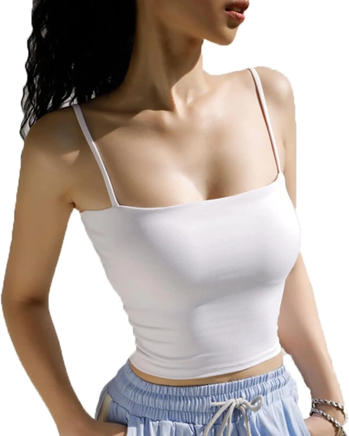 Zip up jackets for women Low Cut Sports Vest Ladies Thin Strap Gym Sports Running Jogging Vest Padded Ladies Camisole